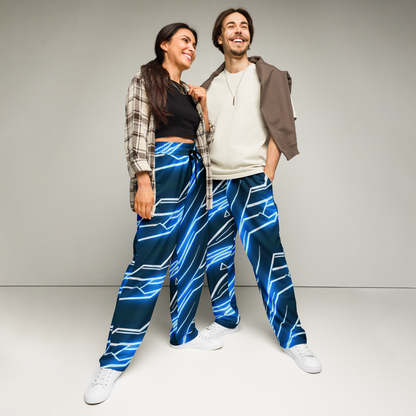 Neon Grid: Cyber-Wide Joggers