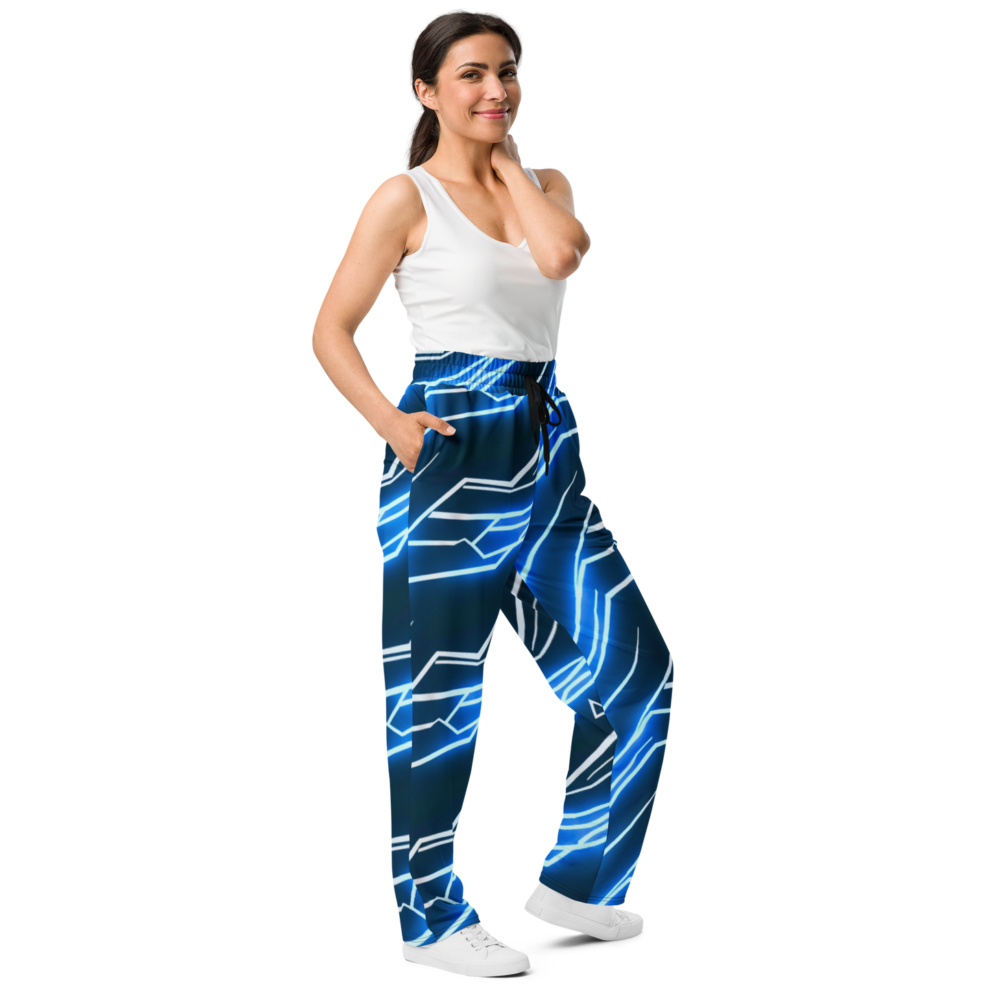 Neon Grid: Cyber-Wide Joggers