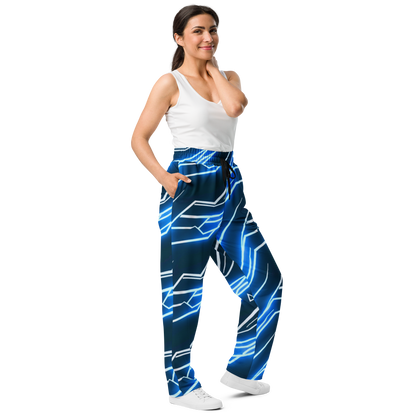 Neon Grid: Cyber-Wide Joggers