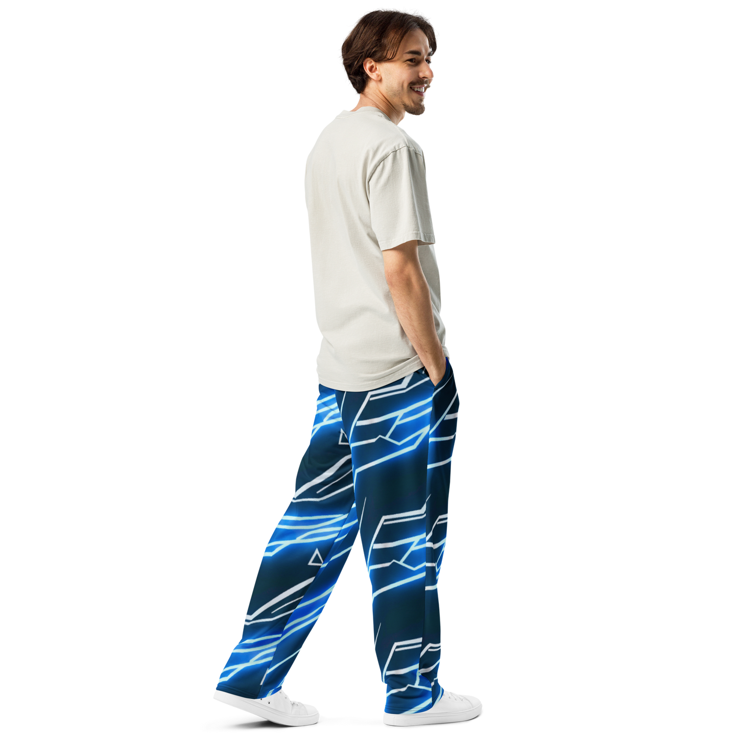 Neon Grid: Cyber-Wide Joggers